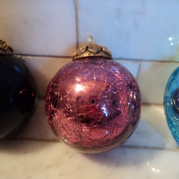 Kugel glass ornaments~ lot of 3 - Picture 3 of 5